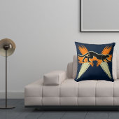 青みがかったオレンジ色の黒かわいい猫モダン動物園動物 クッション