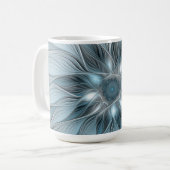 青みがかったグレーと花の抽象画 フラクタル コーヒーマグカップ (正面左)