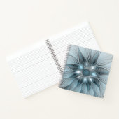 青みがかったグレーと花の抽象的なフラクタル ノートブック (内部)
