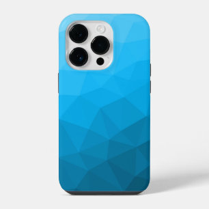 青みがかったシアンのグラデーション幾何学メッシュ模様トライアングル iPhone 14 PROケース
