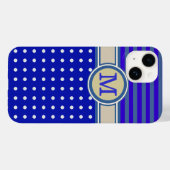 青みがかったモノグラム、ポルカドット&ストライプ Case-Mate iPhoneケース (裏面 (横))