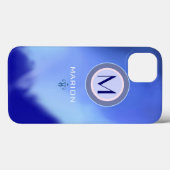 青みがかったモノグラム Case-Mate iPhoneケース (裏面 (横))