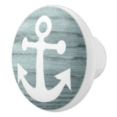 青みがかった樹齢の木の外観プリントと航海のいかり セラミックノブ (右)