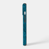 青みがかった水色の螺旋模様 iPhone 15ケース (左側面)