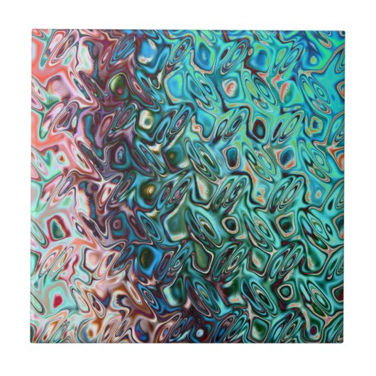 青みがかった液体のジェル抽象画 タイル (正面)