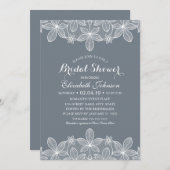 青みがかった灰色のエレガントなヴィンテージラインブライダルシャワー 招待状 (正面/裏面)