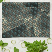 青みがかった灰色のレンガ効果、線の暗いスポットの下 キッチンタオル (折り畳み)