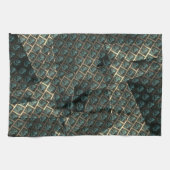 青みがかった灰色のレンガ効果、線の暗いスポットの下 キッチンタオル (横)