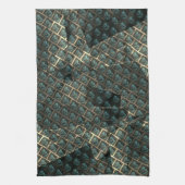 青みがかった灰色のレンガ効果、線の暗いスポットの下 キッチンタオル (縦)