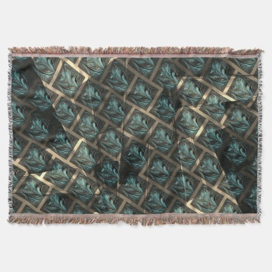 青みがかった灰色のレンガ効果、線の暗いスポットの下 スローブランケット (正面)