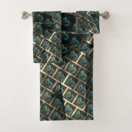 青みがかった灰色のレンガ効果、線の暗いスポットの下 バスタオルセット