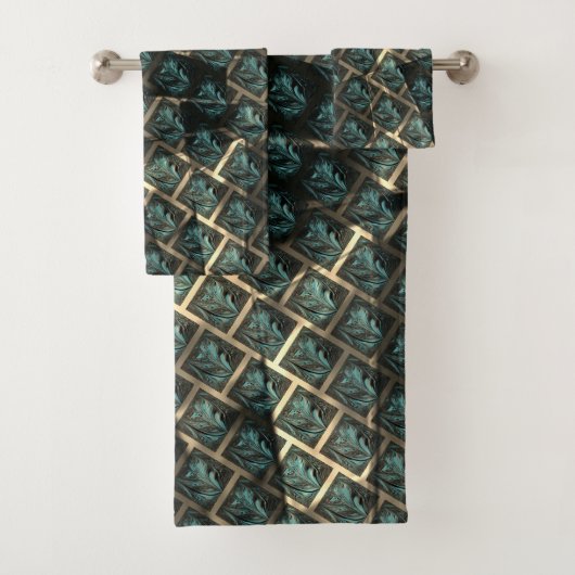 青みがかった灰色のレンガ効果、線の暗いスポットの下 バスタオルセット (インサイチュ)