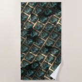 青みがかった灰色のレンガ効果、線の暗いスポットの下 ビーチタオル (正面)