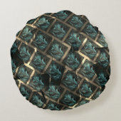 青みがかった灰色のレンガ効果、線の暗いスポットの下 ラウンドクッション (裏面)