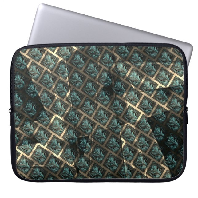 青みがかった灰色のレンガ効果、線の暗いスポットの下 ラップトップスリーブ (正面)