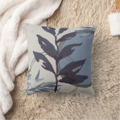 青みがかった灰色の抽象芸術水色の葉 クッション (ブランケット)