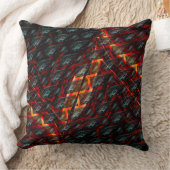 青みがかった灰色の染み、炎の色のグリッドまたはレンガ クッション (ブランケット)