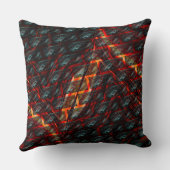 青みがかった灰色の染み、炎の色のグリッドまたはレンガ クッション (裏面)