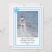 青みがかった灰色の雪の結晶を散りばめた「雪が降りますように」デザインのフォト挿入スペースあり シーズンカード (正面)