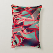 青みがかった灰色の霧雨の上に湾曲した赤いリボン アクセントクッション (裏面(縦))