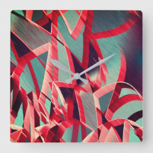 青みがかった灰色の霧雨の上に湾曲した赤いリボン