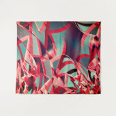 青みがかった灰色の霧雨の上に湾曲した赤いリボン タペストリー (正面(横))