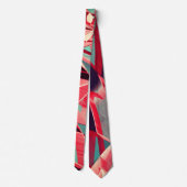 青みがかった灰色の霧雨の上に湾曲した赤いリボン ネクタイ (裏面)