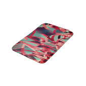 青みがかった灰色の霧雨の上に湾曲した赤いリボン バスマット (アングル)