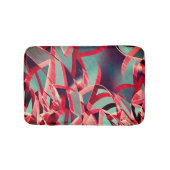 青みがかった灰色の霧雨の上に湾曲した赤いリボン バスマット (正面)