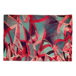 青みがかった灰色の霧雨の上に湾曲した赤いリボン 枕カバー