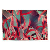 青みがかった灰色の霧雨の上に湾曲した赤いリボン 枕カバー (裏面-右)