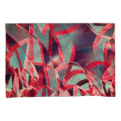 青みがかった灰色の霧雨の上に湾曲した赤いリボン 枕カバー (正面右)