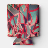 青みがかった灰色の霧雨の上に湾曲した赤いリボン 缶クーラー (裏面)