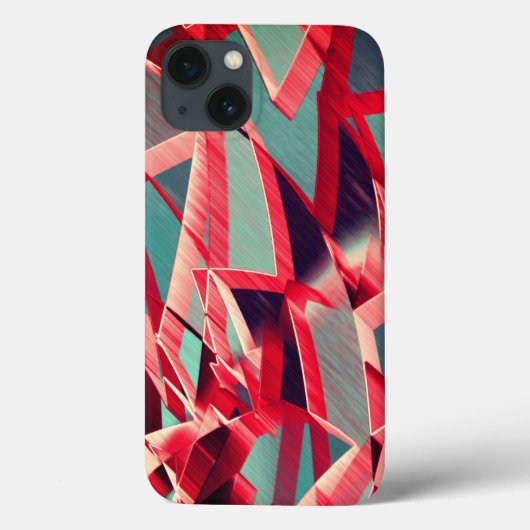 青みがかった灰色の霧雨の上に湾曲した赤いリボン Case-Mate iPhoneケース (裏面)