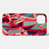 青みがかった灰色の霧雨の上に湾曲した赤いリボン Case-Mate iPhoneケース (裏面 (横))