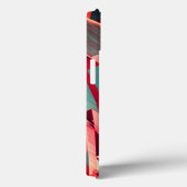 青みがかった灰色の霧雨の上に湾曲した赤いリボン Case-Mate iPhoneケース (裏面 / 右)