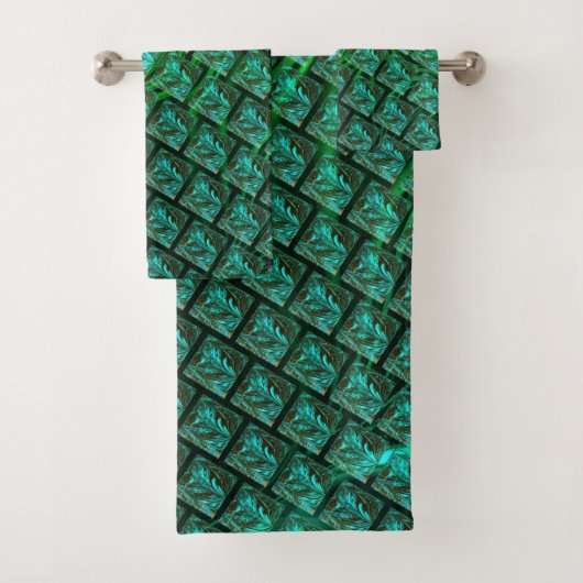 "青みがかった目",ストライプの，画ぼやけ像 バスタオルセット (インサイチュ)