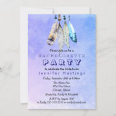 青みがかった紫のバチェロレッテの水彩羽 招待状 (正面)