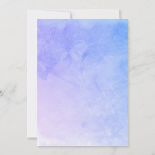 青みがかった紫のバチェロレッテの水彩羽 招待状 (裏面)