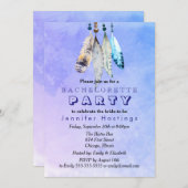 青みがかった紫のバチェロレッテの水彩羽 招待状 (正面/裏面)