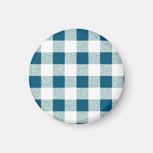 青みがかった緑のギンガムチェックパターン マグネット (正面)