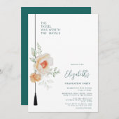 青みがかった緑のタッセルは卒業の価値があった 招待状 (正面/裏面)