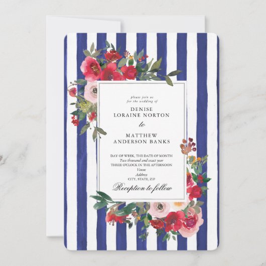 青みがかった色の結婚式招待状 招待状 (正面)