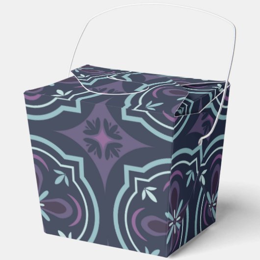 青みがかった花柄のタイルパターン フェイバーボックス (正面)