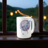 青みがかった藍色と紫の月の妖精たち コーヒーマグカップ