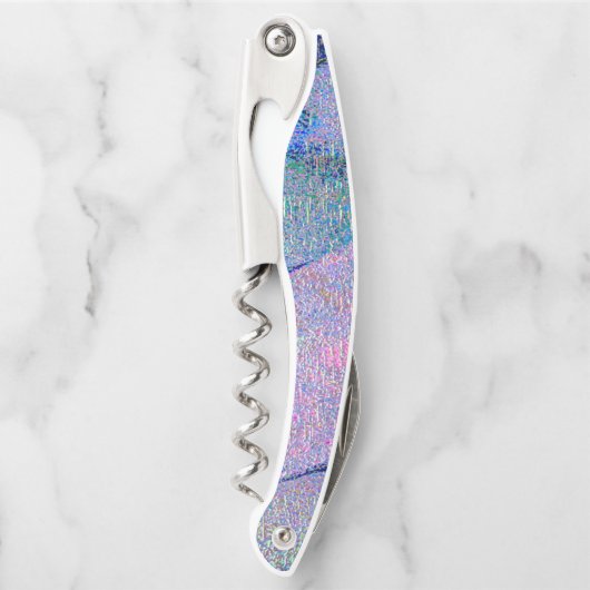 青みがかった青みがかった擦り切れたしわ絵を描の付いた革のスタイル ソムリエナイフ (正面)