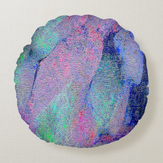 青みがかった青みがかった擦り切れたしわ絵を描の付いた革のスタイル ラウンドクッション (正面)