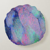 青みがかった青みがかった擦り切れたしわ絵を描の付いた革のスタイル ラウンドクッション (裏面)