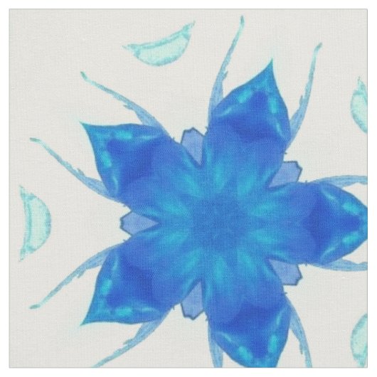 青みがかった青花サファイア幾何学デザイン ファブリック (クローズアップ)