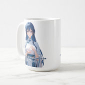 青みがかった髪のロイヤルアニメガール コーヒーマグカップ (正面左)